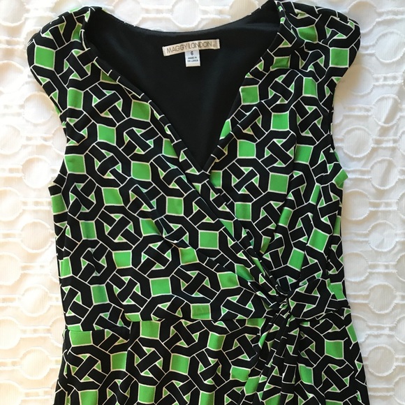 Maggy London size 6 - black and green dress - Picture 6 of 7